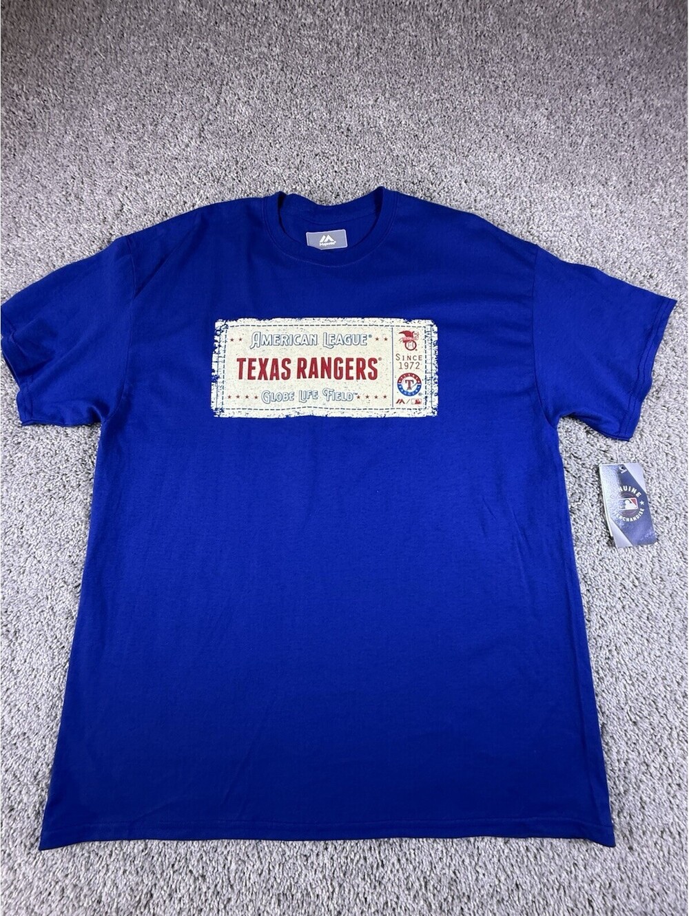 NWT Majestic Texas Rangers T-Shirt Authentic Collection Men's XL Blue